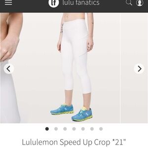 M2 - #57 White Lululemon Speed Up Crop *21" leggings, size 12